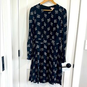 Brooks Brothers Red Label Black Floral Long Sleeve Dress